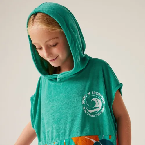 Dětské ručníkové pončo Regatta TOWEL ROBE II tyrkysová (2)